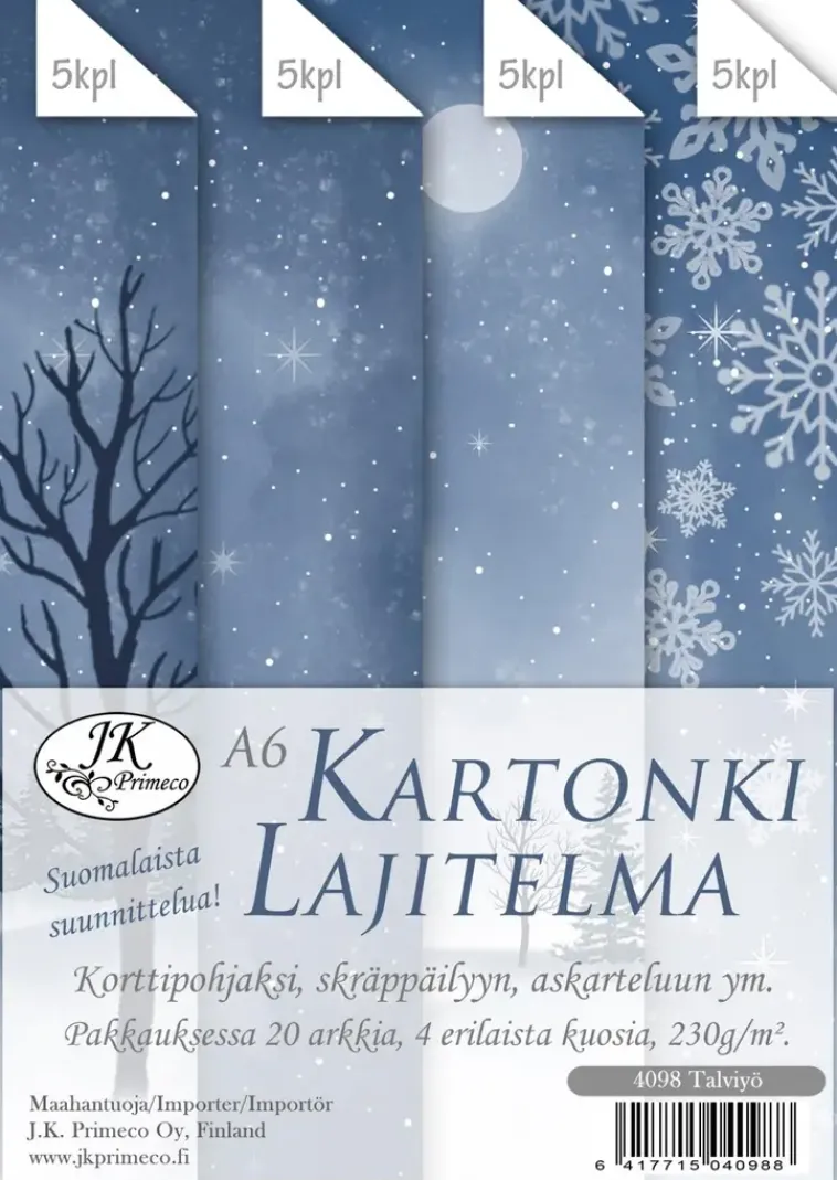 Online A6 Kartonkilajitelma Talviyo 20Ark/Pkt Askartelutarvikkeet