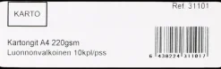 Karto Askartelutarvikkeet-Askartelunki A4 220 Gsm Luonnon Valkoinen 10 Ark/Pss