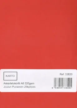 Karto Askartelutarvikkeet-Askartelukortti A6 220 Gsm Joulun Punainen 25 Kpl/Pss