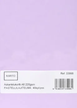 Karto Askartelutarvikkeet-Askartelukortti A6 220 Gsm Pastellilajitelma 40 Kpl/Pss