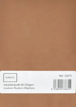 Karto Askartelutarvikkeet-Askartelukortti A6 220 Gsm Vaalean Ruskea 25 Kpl/Pss