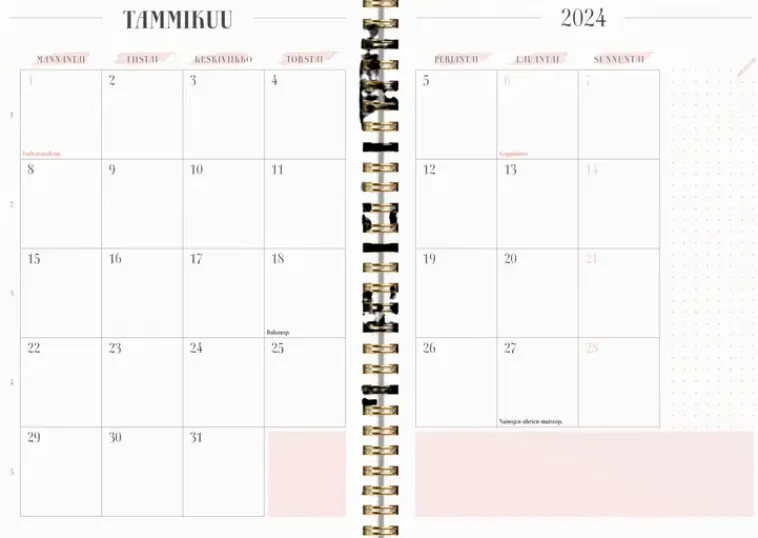 Clearance Kalenteri 2024 Life Planner Pink Kalenterit