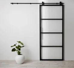 Habo Säilytyskalusteet-Ovi Square 900X2133X28 Musta /Lasi