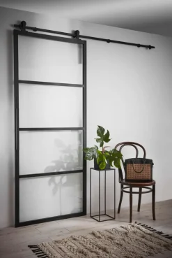 Habo Säilytyskalusteet-Ovi Square 900X2133X28 Musta /Lasi