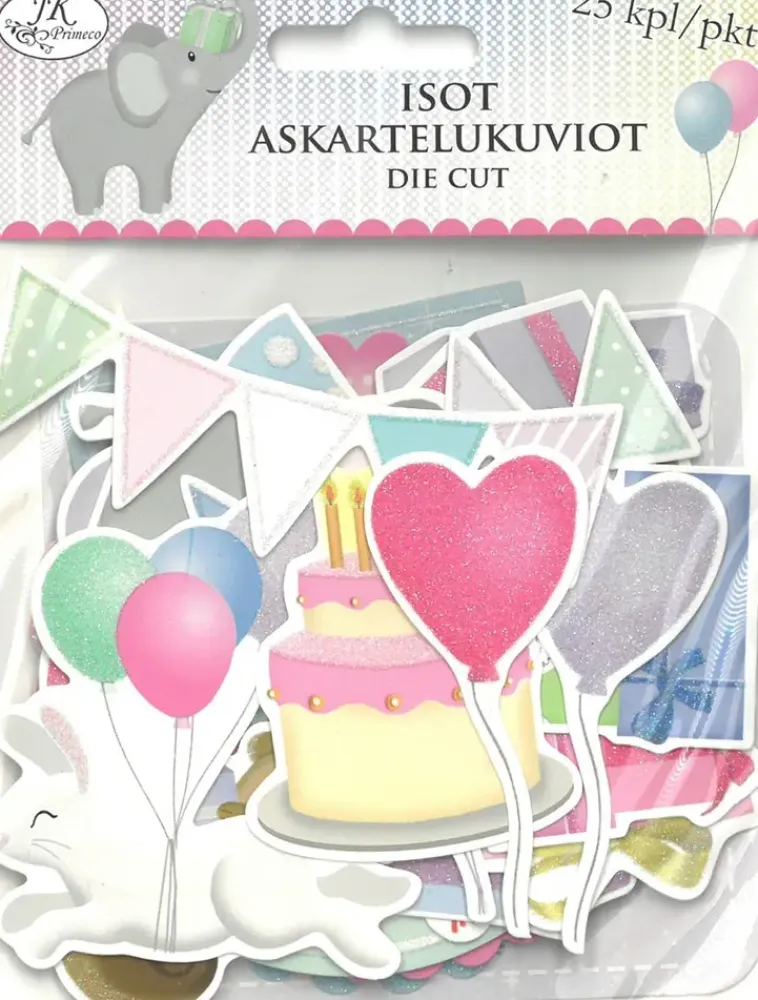 J.K. Primeco Askartelutarvikkeet-Isot Askartelukuviot Juhlivat Elaimet 25Kpl/Pkt