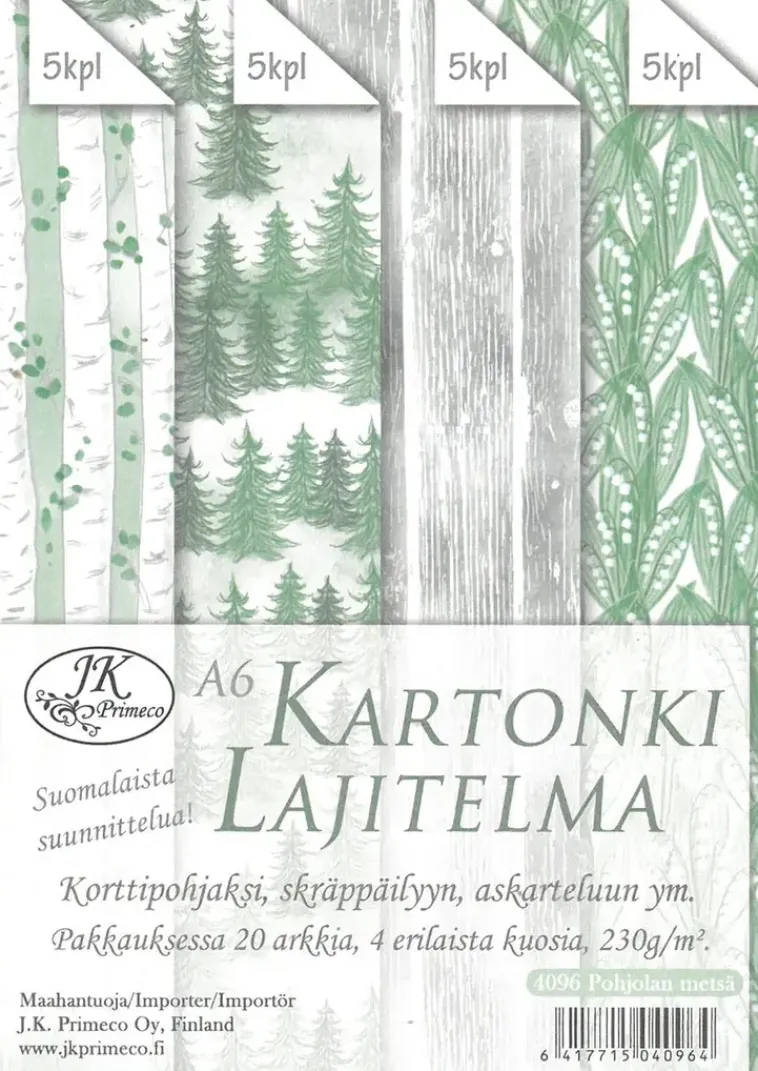 New Kartonkilajitelma A6 Pohjolan Metsa 20Ark Askartelutarvikkeet