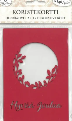 J.K. Primeco Askartelutarvikkeet-Koristekortti Koynnos Ja Teksti Punainen 5 Kpl