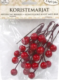 J.K. Primeco Askartelutarvikkeet-Koristemarjat Iso Punainen 3 Kpl