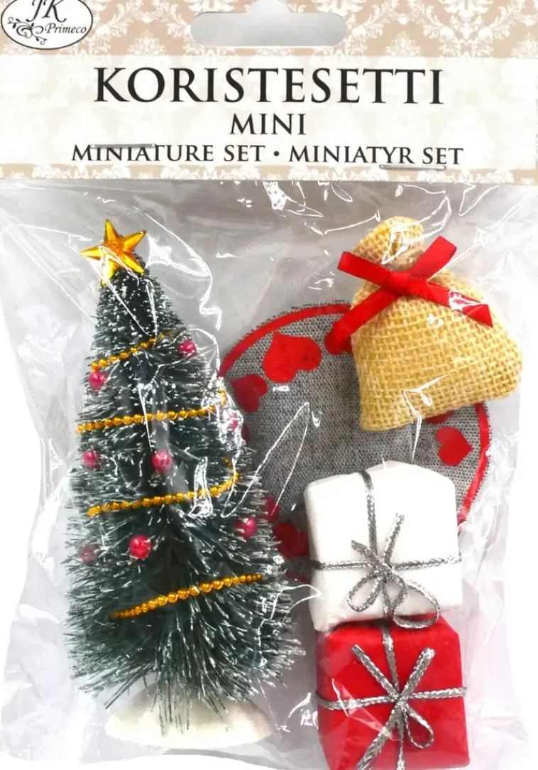 J.K. Primeco Askartelutarvikkeet-Koristesetti Mini Kuusi Ja Lahjat 5 Kpl