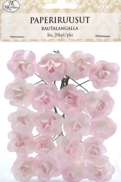 J.K. Primeco Askartelutarvikkeet-Paperiruusut Rautalangalla Vaaleanpunainen 20Kpl/Pss