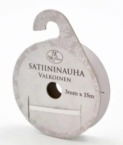 New Satiininauha Valkoinen 3Mmx15M Askartelutarvikkeet
