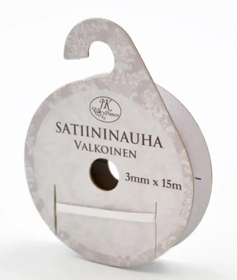 New Satiininauha Valkoinen 3Mmx15M Askartelutarvikkeet