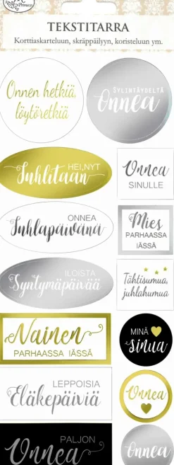 New Tekstitarra Onnittelut Kulta/Hopea Askartelutarvikkeet