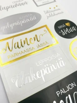 New Tekstitarra Onnittelut Kulta/Hopea Askartelutarvikkeet