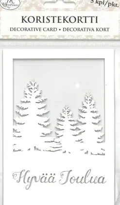 J.K. Primeco Askartelutarvikkeet-Koristekortti Hyvaa Joulua + Kuuset 5Kpl/Pkt