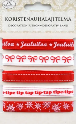 J.K. Primeco Askartelutarvikkeet-Koristenauhalajitelma Joulu Punainen