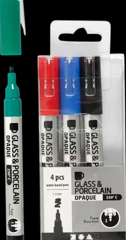 Ei merkkiä Askartelutarvikkeet-Lasi- Ja Posliinitussi, Musta, Sininen, Vihrea, Punainen, Paksuus 1-2 Mm, Lapikuultavat, 4 Kpl/ 1 Pkk