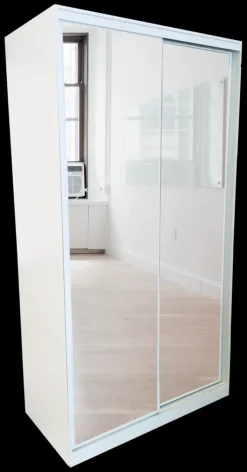 Finndeco Eteiskalusteet-Liukuovikomero 2 Liukupeiliovella, Vari Valkoinen, Mitat S600 X L1200 X K2218Mm