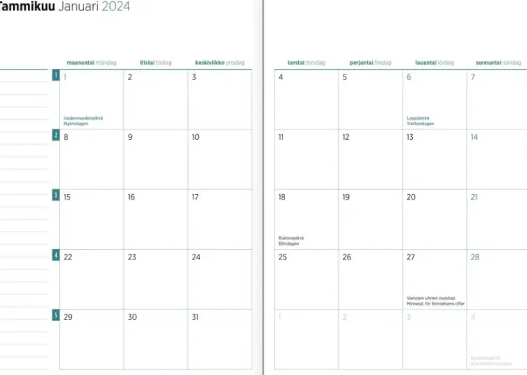 Discount Poytakalenteri Color A5, Luumu Kalenterit