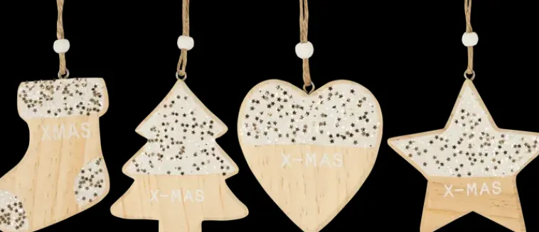 Clearance Roikkuva Puukoriste Glitterilla, Erilaisia Sesonkijuhlatarvikkeet