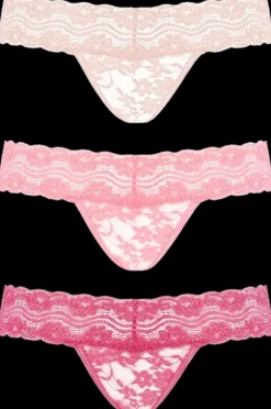 Underneath Seksivalineet-Rose Stringit 3 Kpl Pakkaus S/M