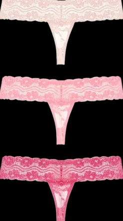 Underneath Seksivalineet-Rose Stringit 3 Kpl Pakkaus S/M
